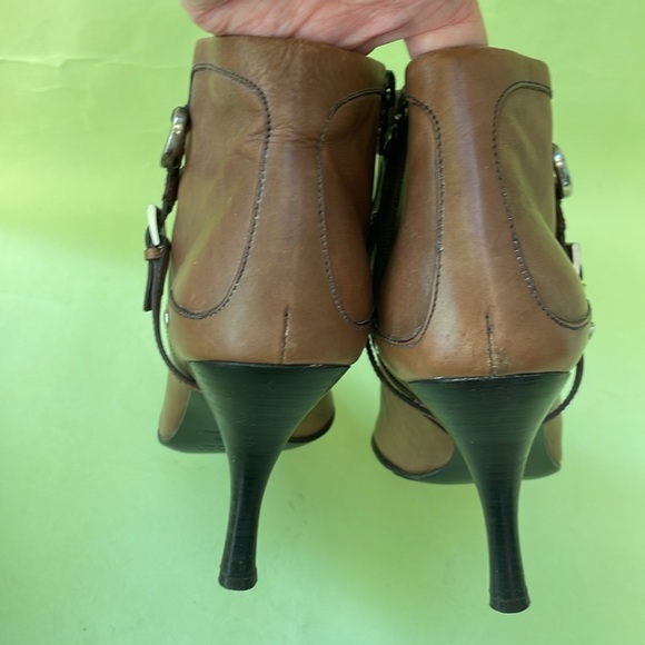 Vintage tan/silver Prada distressed leather booties - Picture 11 of 16
